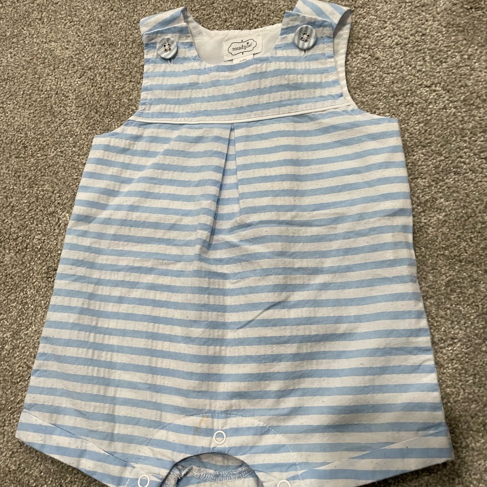 Mud Pie boys blue seersucker jumper 3-6